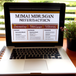Description: A computer displaying a curriculum for an online MBA in Investment Management.