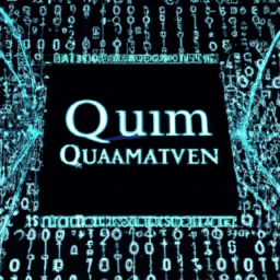 description: an anonymous image showcasing a futuristic quantum computer surrounded by binary code, representing the convergence of quantum computing and ai in investment strategies.