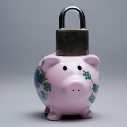 description: A photo of a piggy bank with a lock on it, symbolizing the safety of investments. The image is anonymous and does not include any actual names.
