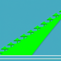 a graph showing the upward trend of a cheap stock with a green line. the graph has a blue background.