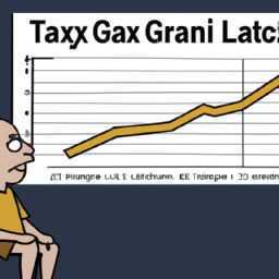 Description: An illustration of a person looking at a graph showing the long-term capital gains tax rate.
