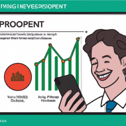 Description: A person holding a smartphone with a micro-investing app open on the screen, with a graph showing the growth of their portfolio. The person is smiling and appears happy with their investment choices.