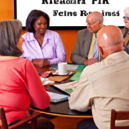 description: an image that depicts a diverse group of individuals discussing retirement savings options with a financial advisor.