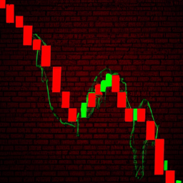 description: una imagen abstracta de un gráfico de barras que muestra la volatilidad del mercado cripto, con colores rojos y verdes representando las subidas y bajadas en el valor de las criptomonedas.
