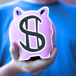 description: an image of a person holding a piggy bank with a dollar sign on it, symbolizing the importance of saving money.