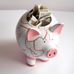 a piggy bank with cash overflowing, representing the idea of saving money for short-term investments.
