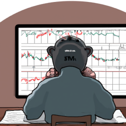 Description: An anonymous illustration depicting a trader monitoring the performance of Direxion Daily AAPL Bear 1X Shares (AAPD).