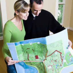 Description: A image of a couple looking at a map of potential real estate investments.