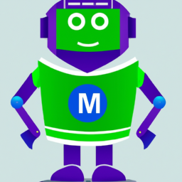 Description: An illustration of a robot with Microsoft's logo on its chest.