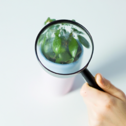 description: an image of a person holding a magnifying glass, examining a small plant growing in a pot. the image represents the importance of careful consideration and due diligence when investing in startups.