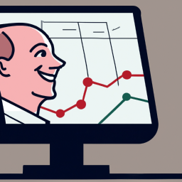 an image of a person looking at a computer screen with a graph showing the performance of their investments. the person appears satisfied with the results and is smiling. the image represents the satisfaction that comes with a smarter, long-term investing approach.