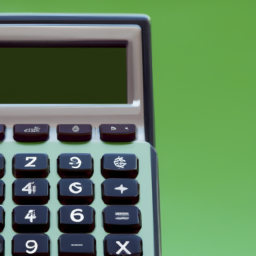 a calculator with a green background and numbers displayed on the screen.