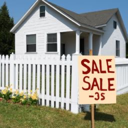 description: a photo of a small, well-maintained single-family home with a "for sale" sign in the front yard. the home has a white picket fence and a small garden in front. the image suggests the idea of starting small with real estate investments and gradually building your portfolio.