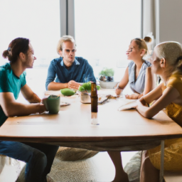 description: a group of individuals gathered around a table discussing impact investing strategies. they appear engaged and passionate about making a positive difference in the world.