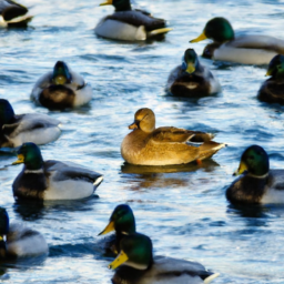description: an image of a group of ducks swimming in a pond, with one duck standing out from the crowd. the image represents the idea of standing out and finding unique opportunities in the world of duck investments.