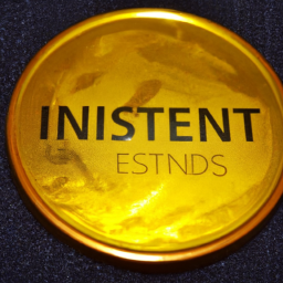 A shiny gold coin with the word "investment" written on it.