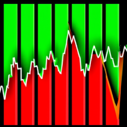 A graph of the stock market with the colors green and red