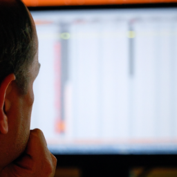 description: an anonymous image of a person looking at a computer screen with a worried expression on their face. the screen shows a chart of a stock or currency pair. the image is meant to convey the idea of a concerned investor.