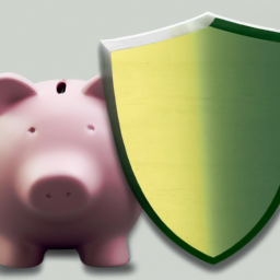 description: an image of a piggy bank surrounded by a protective shield, symbolizing the concept of low-risk investments and safeguarding capital.