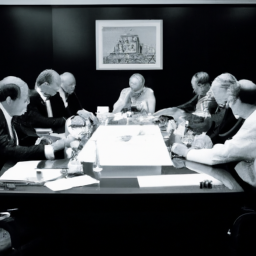 description: an image of a group of people sitting around a table, presumably a board of directors meeting for an investment company.