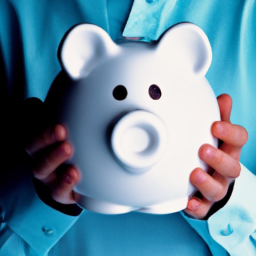 description: an anonymous person holding a piggy bank, signifying the importance of saving and investing for the future.
