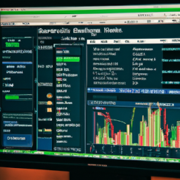 description: a computer screen displaying the interactive brokers trading platform, with charts and data visible on the screen.