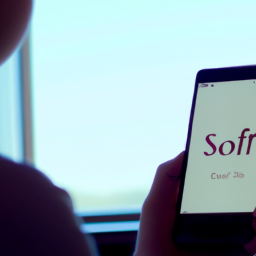an image of a young person using a mobile device to access financial services, with the sofi technologies logo in the background.