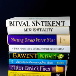 a stack of books with titles related to investing and finance, including "the intelligent investor," "the simple path to wealth," "the only investment guide you'll ever need," and "the psychology of money."