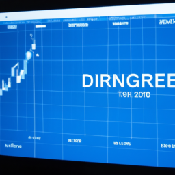 Description: A blue and white logo of Dragoneer Investment Group on the top left of the screen, with a graph of a company's stock prices on the right side.