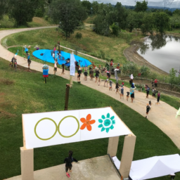 A picture of the IVV Olympiad with participants walking, biking, swimming, and doing yoga.