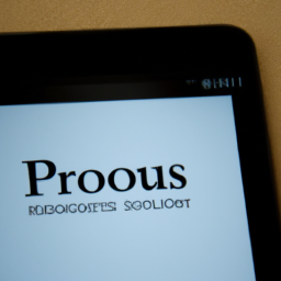 Description: A close-up of a laptop with the Prosus Investment Company logo on the screen.