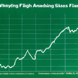 description: a chart showing the growth of financial services stocks over time, with a green arrow showing an upward trend. the chart is anonymous and does not include any specific company names.