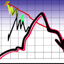 A stock chart showing the rise and fall of the market over a period of time