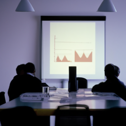 description: an anonymous image of a group of people in a boardroom, discussing a business strategy, with graphs and charts on a screen behind them.