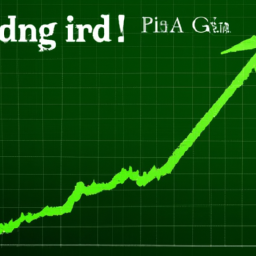 description: a chart showing nvidia's stock price surging upwards with a green line.