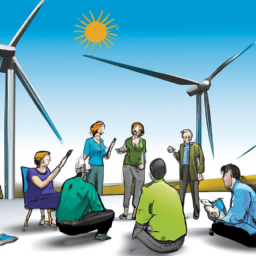 description: an image of a group of people discussing renewable energy solutions.