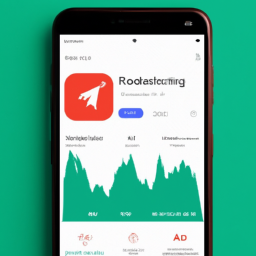 description: a screenshot of the robinhood app with a red and white logo and various stock prices listed. no personal information is visible in the screenshot.