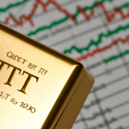 description: A gold bar and a stock market chart, symbolizing the connection between gold ETFs and the stock market.