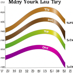 a graph showing the yield curve for treasury bonds of different maturities, with longer-term bonds offering higher yields. the graph is labeled with different colors and lines for each maturity.