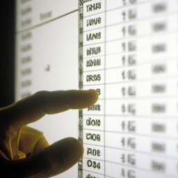 description: a graphic of a computer screen with a chart showing various stocks and their performance over time. a person's hand is typing on a keyboard in the foreground. the image is anonymous, without actual names or logos.