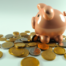 description: a photo of a piggy bank with coins spilling out, symbolizing the idea of saving and investing money.
