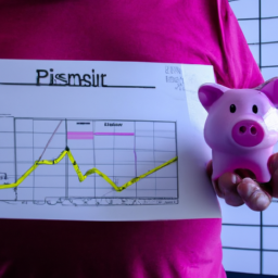 description: a person holding a medical bill and a piggy bank, with a chart of investment growth in the background.