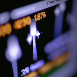 Description: A close up of a computer screen with a graph of stock prices in the background.