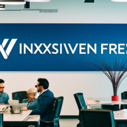 an image of a group of financial advisers working together in a modern office space, with a banner in the background displaying the logos of advisor group and infinex investments.