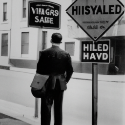 Description: An image of a person standing at a crossroads, looking at a sign that reads "High-Yield Savings Accounts" and another that reads "Investing." The person is holding a briefcase and appears to be deep in thought.