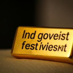 a photo of a gold bar with the words "invest in gold" written in bold letters in the background.