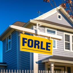 description: an image of a modern, well-maintained investment property with a "for sale" sign in front of it, representing the potential of using a heloc for investment properties.